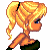 Pixelated character with blonde ponytail in green top, dark pants with white zipper detail, and blue text reading 'can you handle this?' on white background.