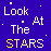 A 4x4 contact sheet of a pixelated animated icon showing repeated text about stars against a dark blue background with yellow dots, arranged in four columns and four rows across 15 sampled frames.