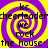 Yellow and purple spiral background with repeated text 'KC cheerleader we rock the house' in black pixelated font.