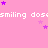Pink background with repeated white text 'smiling dos' and scattered purple stars, some stars appear to shift position across frames.
