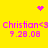 Yellow background with pink text and symbols; two identical of "christian<3" followed by date "9.28.08", each has a small heart above left and starburst above right, center starburst animates between frames