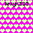 Pixelated pattern of light and dark pink hearts on a bright magenta background with repeated text "lexy<333" in black pixel font.