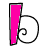 stylized letters and symbols in pink, white, black, and gray with decorative swirls