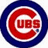 A pixelated digital image with a blue background, featuring the Chicago Cubs logo on the left and red text about the 2007 World Series on the right.