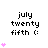 Pixelated text 'july twenty fifth :(' with pink heart icons in a , showing animation changes across frames