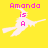 Yellow background with pink text "Amanda is A" over a white witch silhouette; the witch's left leg shifts position across frames.