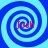 Four identical blue spiral patterns arranged in a , each containing red text reading "Josh" at the center