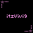 Pixelated pink text 'itzVivi9' appears in three on a black background, with small star-shaped icons positioned above and below each