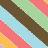 A pixelated abstract composition with diagonal bands of brown, light blue, pink, and green hues, rendered in a low-resolution style.