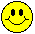 Two yellow pixelated smiley faces side-by-side, one with solid black eyes and mouth, the other with arched eyes and a red open mouth.