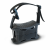 Dark gray pixelated bag with curved handle and small blue accent on left side, set against white background.