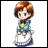 Pixelated 48x48 buddy icon featuring a chibi-style character with brown hair and blue clothing on the left, paired with "Anime IM" text logo on black background to the right.
