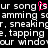 Pixelated text repeats 'ur song' and 'amming', with a pink heart symbol replacing the letter 'o' in 'song'.