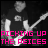 A black-and-white image of a person holding an electric guitar with pink text overlays changing across frames.