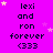 A static image with a bright pink background displays repeated text 'lexi and ron forever <333' in black pixelated font, surrounded by small yellow and light purple stars.