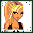 Pixel art of a blonde woman in a black and white outfit with a 'New York Babe' sign, showing three sequential poses.