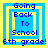 Four identical pixelated icons display "Going Back To School 6th grade!" text in blue on yellow and light blue backgrounds with varying nested square borders.