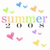 Pixelated icon with 'summer 2008' text, colorful hearts, and butterflies on white background.