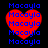 Four identical red heart shapes with blue text "Macayla" repeated vertically on a black background, arranged in two of two
