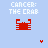 Pixelated red crab icon with white text 'CANCER: THE CRAB' above on light blue background, two versions differ in small lower-right pixel color.
