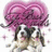 Two dogs with pink hearts above their heads and text reading 'We are best friends 4 ever' in pixelated pink font.