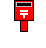 Red rectangular icon with black border and white symbol, showing sequential changes in slot width and base height across four views.