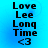 Blue background with black text reading Love Lee Long Time <3 in four identical arranged in a