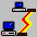 A 4-frame animated contact sheet showing pixelated computer icons with blue screens connected by red-yellow cables, displaying varying cable shapes and screen patterns across frames.