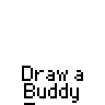 Animated contact sheet of 25 pixel art frames showing a character drawing itself with various tools and poses, including pencil, brush, guitar, and speech bubble text.