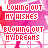 A static image with repeated text in red and white pixelated font on a pink background, showing variations of 'BLOWING OUT MY HISHES' and 'BLOWING OUT MY DREAMS'.