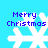 Four identical pixelated snowflakes with 'Merry Christmas' text on a light blue background, each featuring distinct white and cyan patterns.