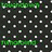 A static pixelated image with a dark background patterned by white squares, featuring green and teal horizontal bars at top and bottom, and a pink heart shape in the center-right.