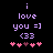 Pixelated text and heart symbols in purple and pink on black background, with animated heart color changes.
