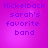 Four identical purple pixelated text display "Nickelback sarah's favorite band" on a gradient background