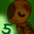 Brown cartoon character with stitched texture, green background, and number 5 in green text, showing animation of eye opening and closing.