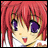 A pixelated anime-style character with red hair and purple eyes on the left, next to a black background with white text reading "Anime IM" and "com" on the right.