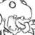 Static grayscale icon of a stylized character with circular eyes, curved lines forming a head and body, and abstract shapes suggesting limbs or accessories on a white background.