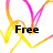Animated icon with yellow and pink heart-shaped lines on white background, displaying text changes from 'Free' to 'Hugs and Kisses' then '<3'.