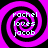 Four identical spiral patterns with purple and black rings, each containing white text reading 'rachel loves jacob' in a pixelated font.