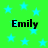 Green background with light blue stars and four instances of the name 'Emily' in black text.