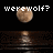 Pixelated moon with text overlays and mirrored reflections on dark background, transitioning between 'werewolf?' and 'vampire?' labels.