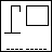 A pixelated animation of a stick figure interacting with a rectangular box, where text inside the box and below it changes sequentially from 'A' to 'LOVE HURTS'.