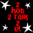Red pixelated text and white stars on a black background, with text elements repeating in a pattern