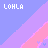 Pixelated graphic with 'LOHLA' text in white, diagonal purple and pink stripes on a blue background.