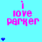A static image with light blue background displays repeated pink text "i love parker" and varying blue heart symbols.