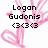 Pixelated text and pink heart doodles on a white background with gray corner overlay.
