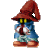 Animated contact sheet of a pixel-art character in blue robe and brown hat performing spell-casting actions with fire effects across multiple frames.