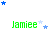 Green text 'Jamie' appears with varying star arrangements above and around it on a white background, some stars blue, others light blue.