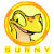 Animated contact sheet of a yellow cartoon dinosaur mascot in circular frames with text labels below each row, showing subtle facial expression changes across six sampled animation frames arranged 3x2 grid.
