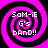 Four identical pink and black spiral patterns arranged in a , each containing white pixelated text reading "Sam-iE G's band!!"